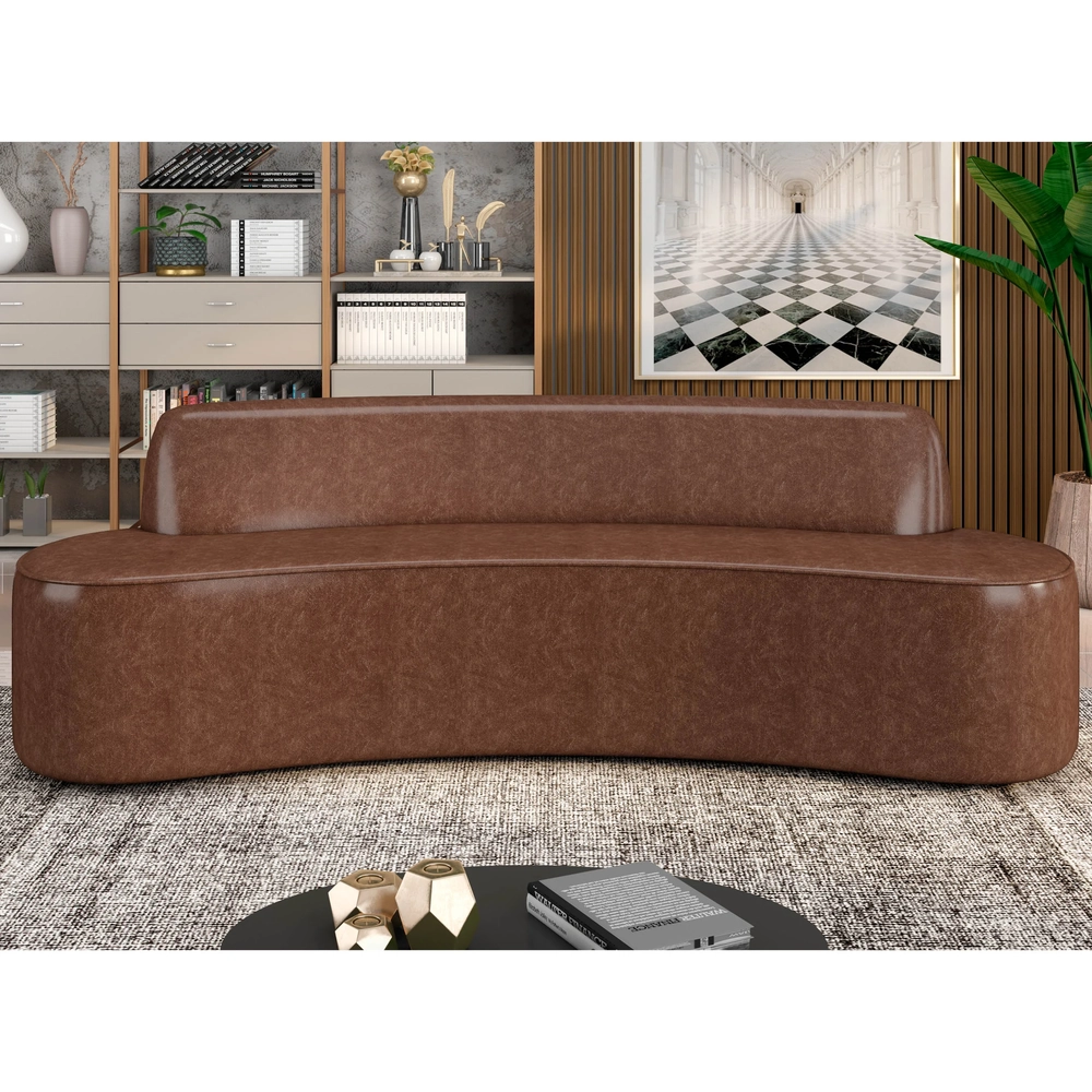 Sofá 4 Lugares para Sala de Estar Living 230cm Koane D06 Facto Conhaque - Mpozenato
