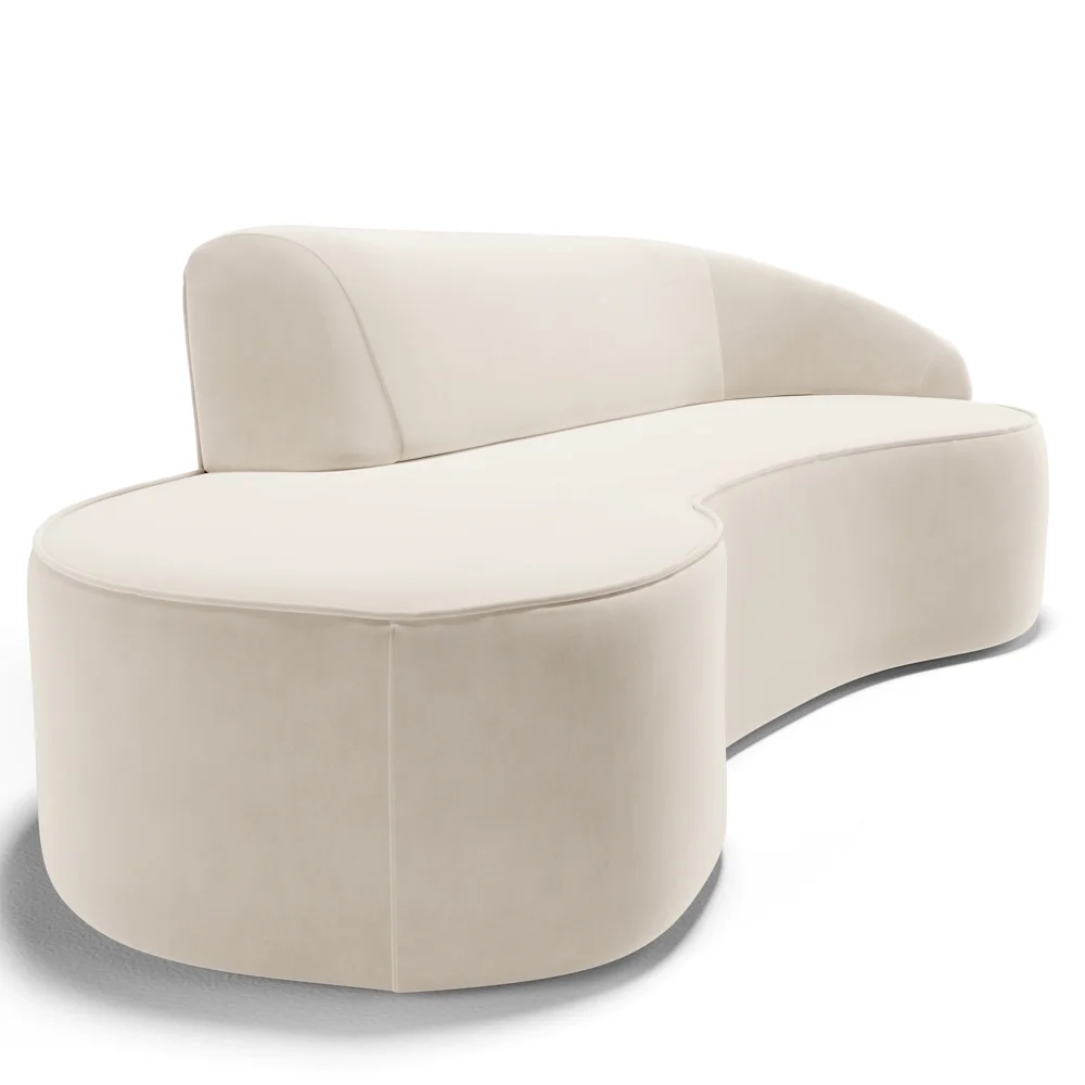 Sofá Living 4 Lugares 280cm Braço Direito Mozart D06 Veludo Bege - Mpozenato