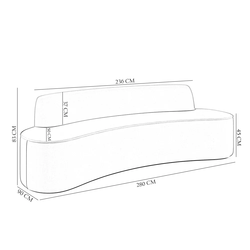 Sofá 5 Lugares para Sala de Estar Living 280cm Koane D06 Facto Conhaque - Mpozenato