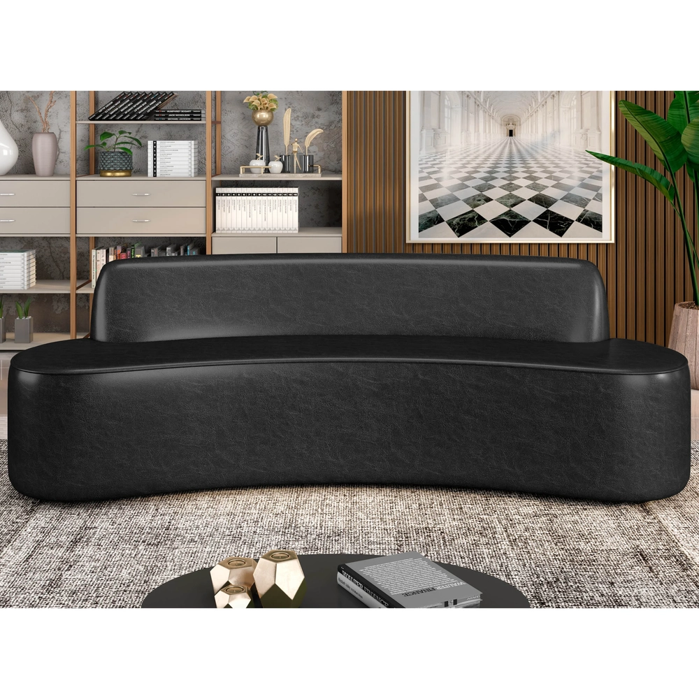 Sofá 5 Lugares para Sala de Estar Living 300cm Koane D06 Sintético Preto - Mpozenato
