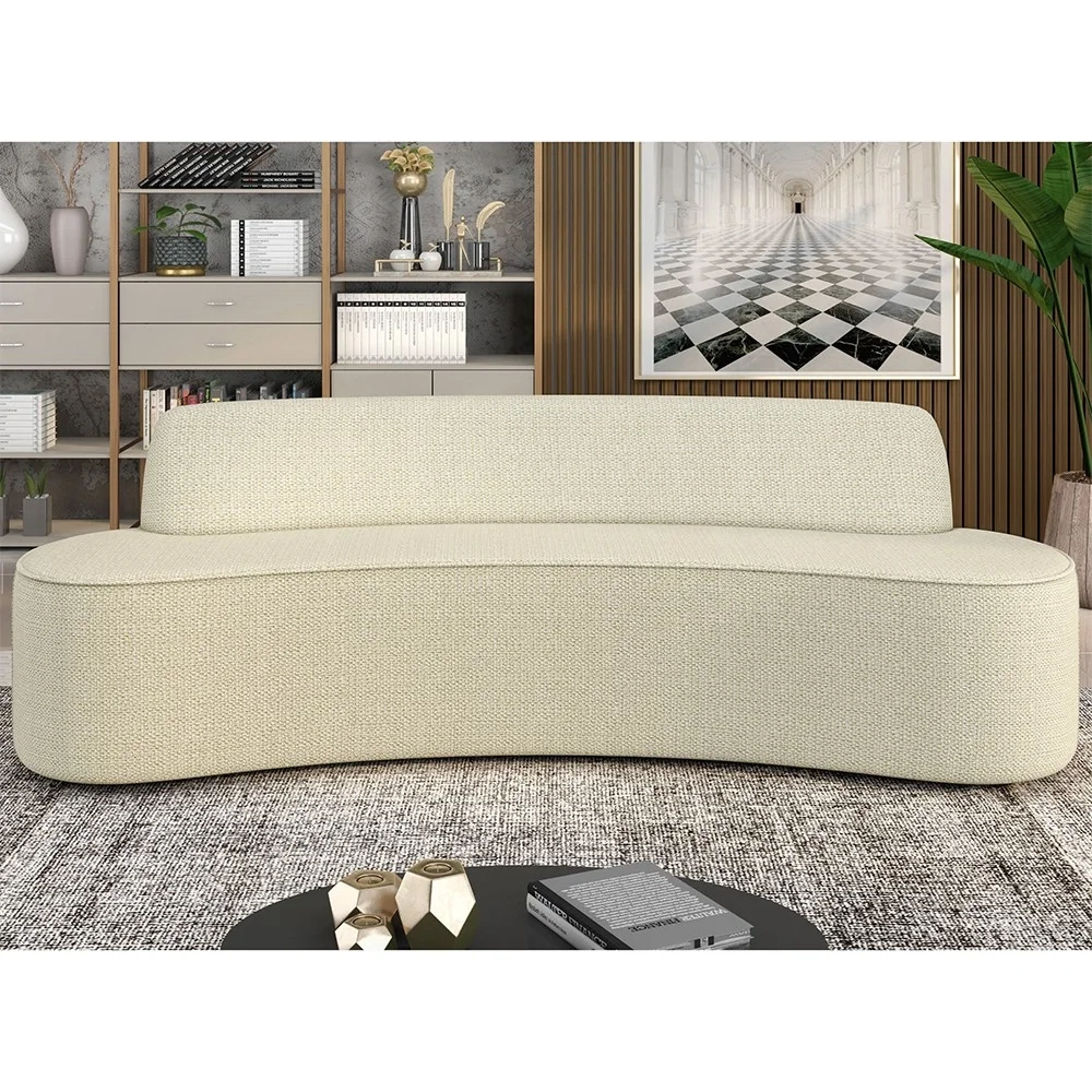 Sofá 5 Lugares para Sala de Estar Living 300cm Koane D06 Linho Creme - Mpozenato