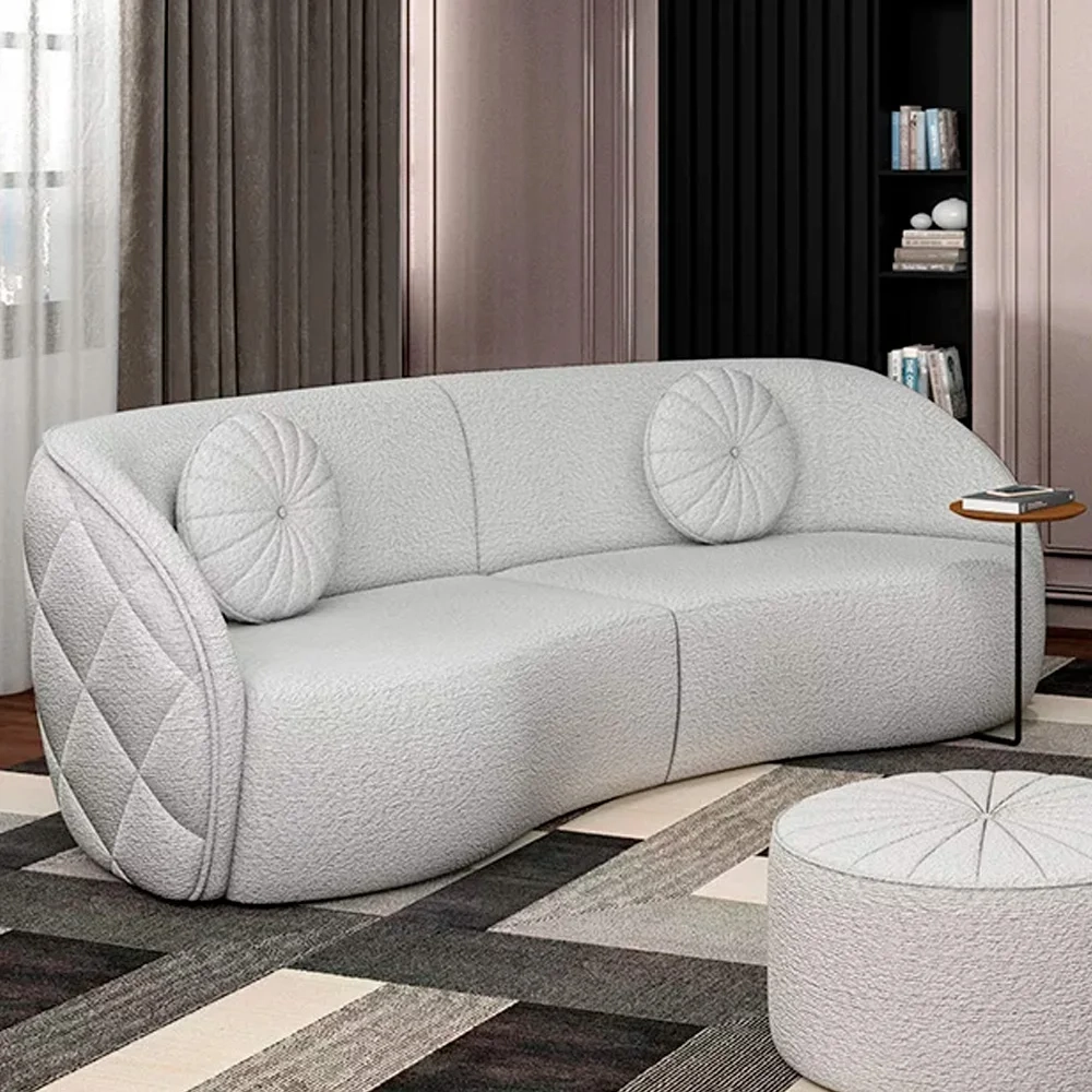 Sofá Decorativo com Almofadas 3 Lugares 288cm Tressê Zion Z32 Boucle Branco - Mpozenato