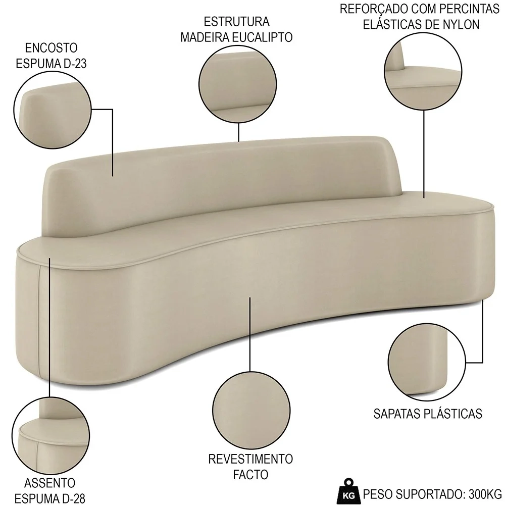 Sofá 2 Lugares para Sala de Estar Living 150cm Koane D06 Facto Pérola - Mpozenato