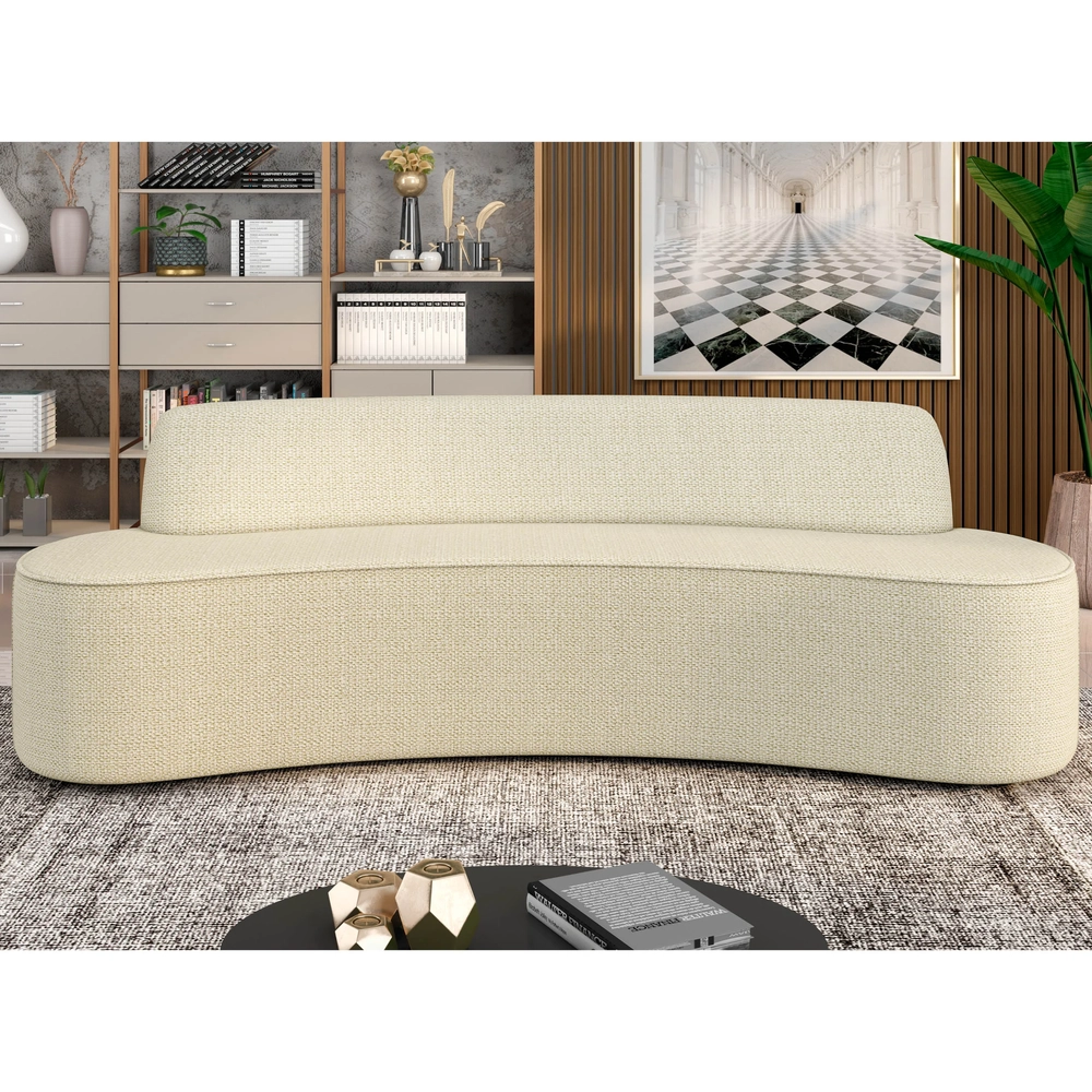 Sofá 3 Lugares para Sala de Estar Living 180cm Koane D06 Linho Creme - Mpozenato