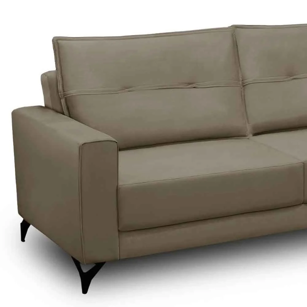 Sofá 4 Lugares com Chaise Direito 265cm Soreh F05 Veludo Castor - Mpozenato