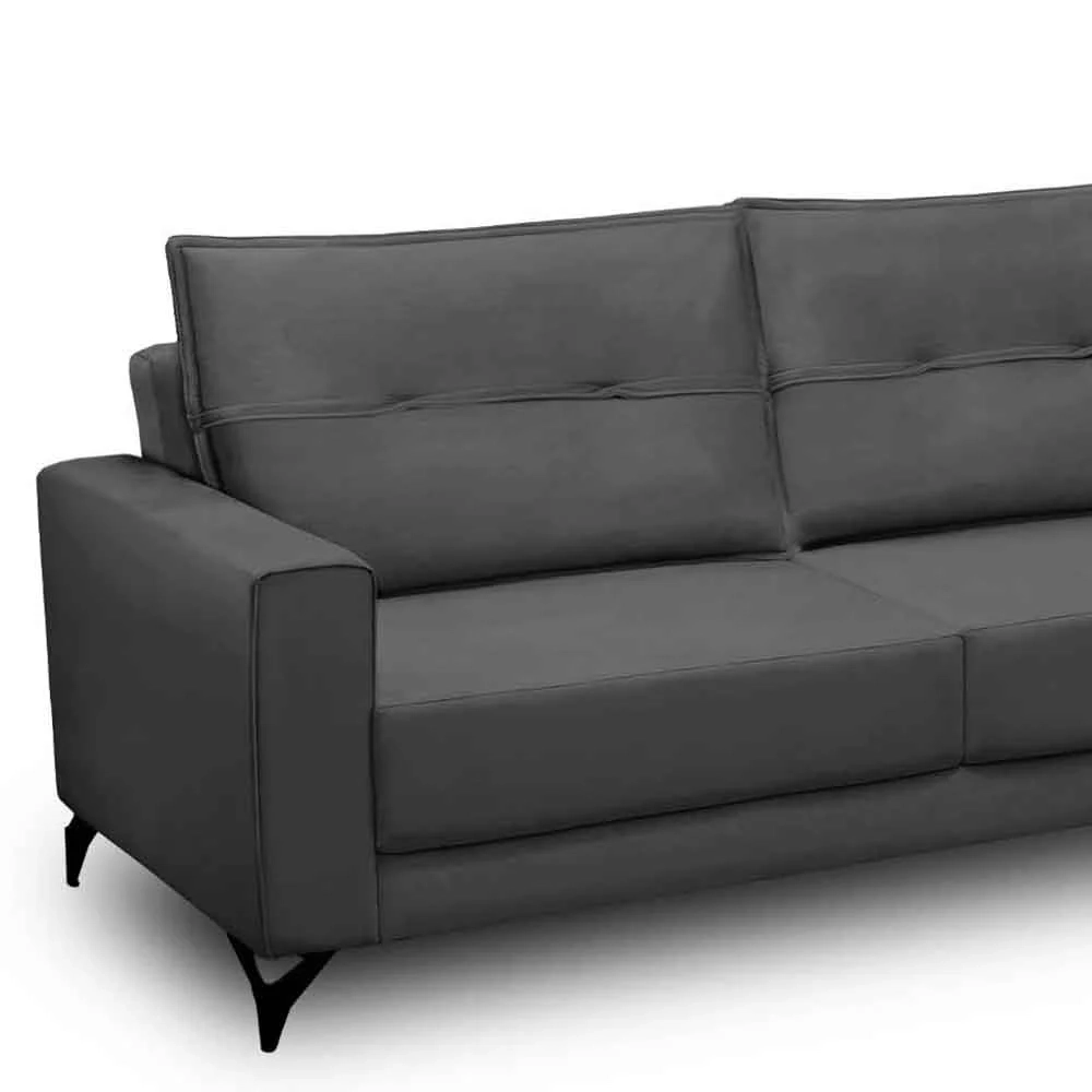 Sofá 4 Lugares com Chaise Direito 285cm Soreh F05 Veludo Grafite - Mpozenato