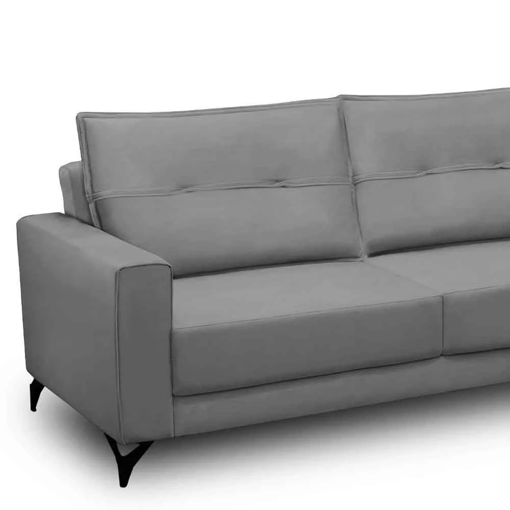 Sofá 4 Lugares com Chaise Direito 285cm Soreh F05 Veludo Prata - Mpozenato