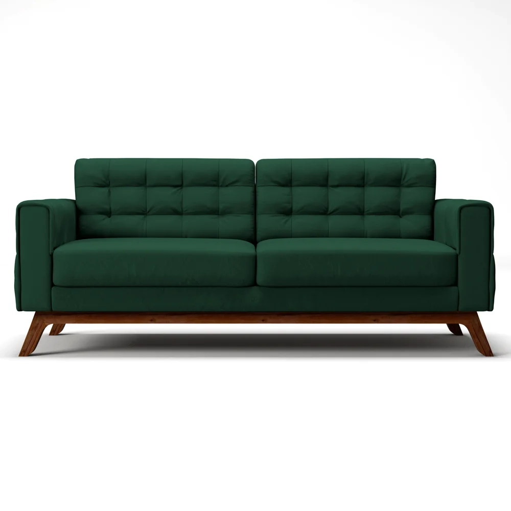 Sofá 260 cm 4 Lugares Sandero C-303 Veludo Verde - Domi