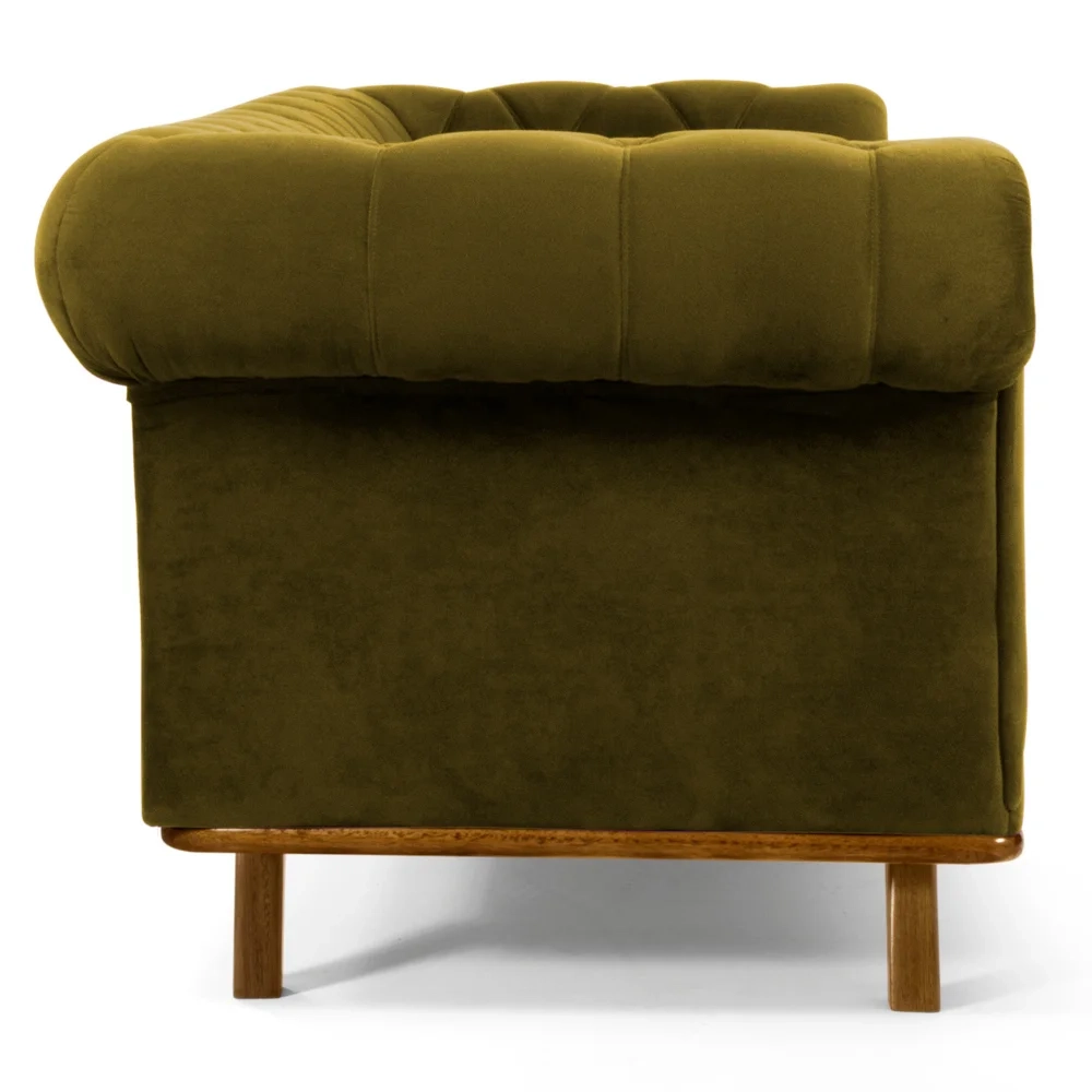 Sofá 280cm 4 Lugares Base Madeira Império B-260 Veludo Mostarda - Domi