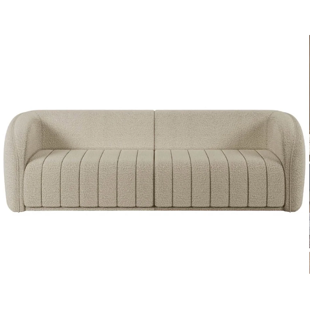 Sofá Living Decorativo 4 Lugares 332cm Meris Z32 Boucle Bege - Mpozenato