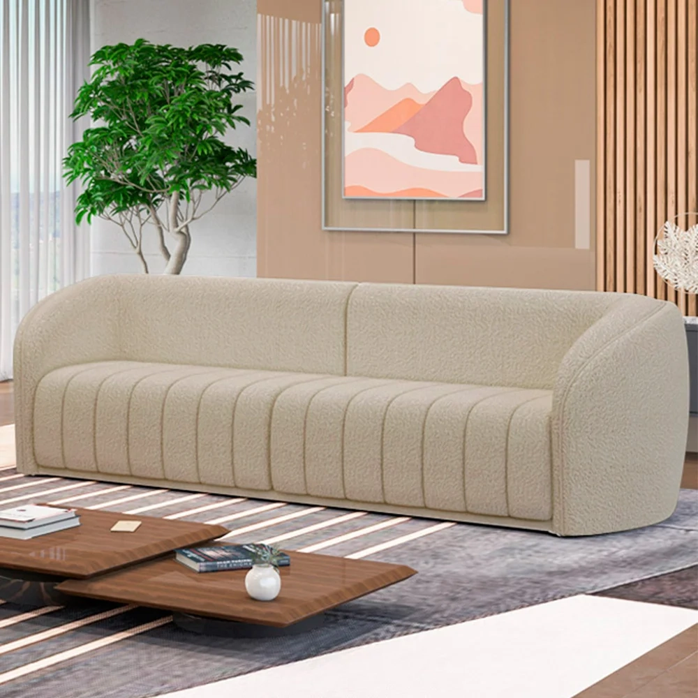 Sofá Living Decorativo 4 Lugares 332cm Meris Z32 Boucle Bege - Mpozenato