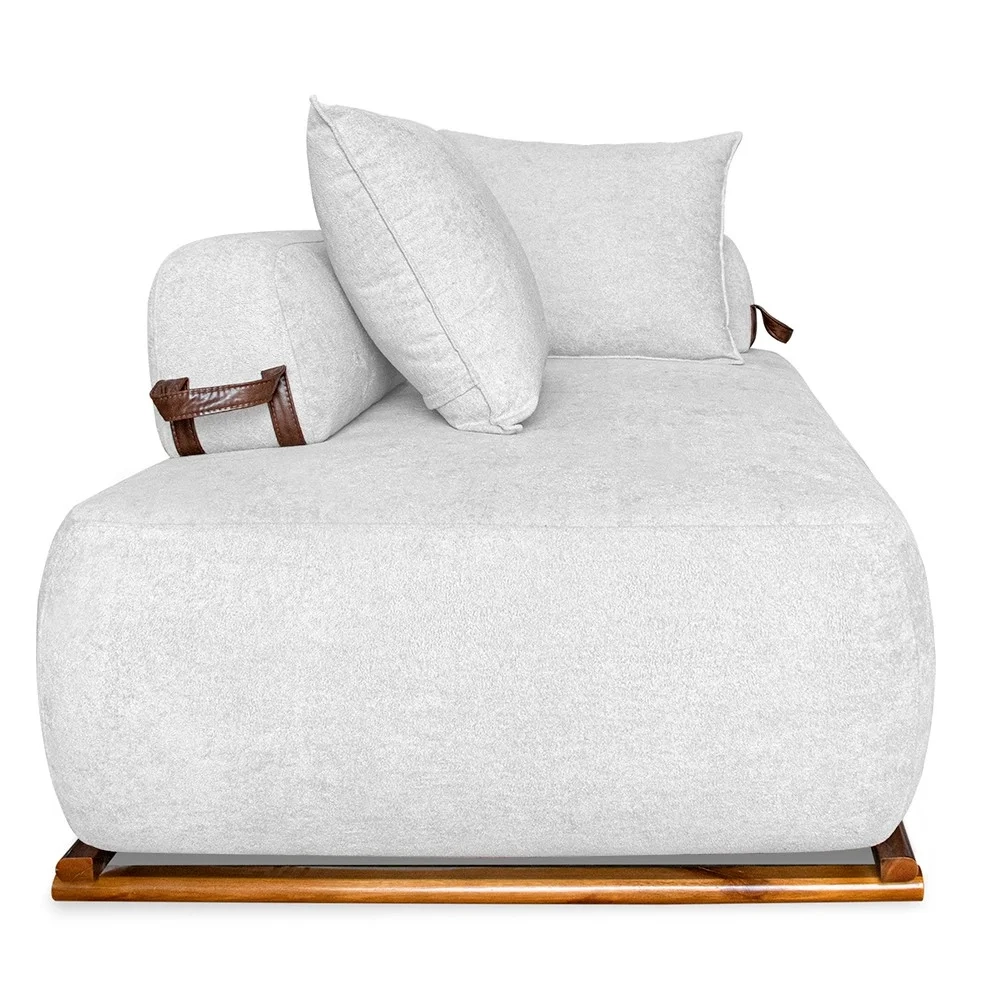 Sofá 3 Lugares 200cm Ilha Base Madeira Viero S06 Boucle Branco - Mpozenato