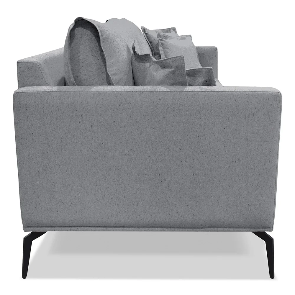 Sofá 3 Lugares 200cm Pés de Metal Vecchia S06 Linho Cinza - Mpozenato