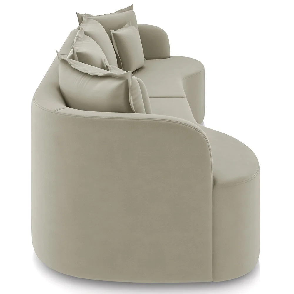 Sofá 3 Lugares 210cm Orgânico Quito Z08 Veludo Bege  - Mpozenato