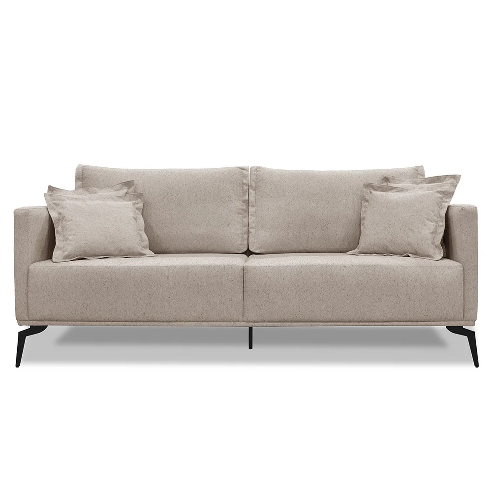 Sofá 3 Lugares 220cm Pés de Metal Vecchia S06 Linho Areia - Mpozenato