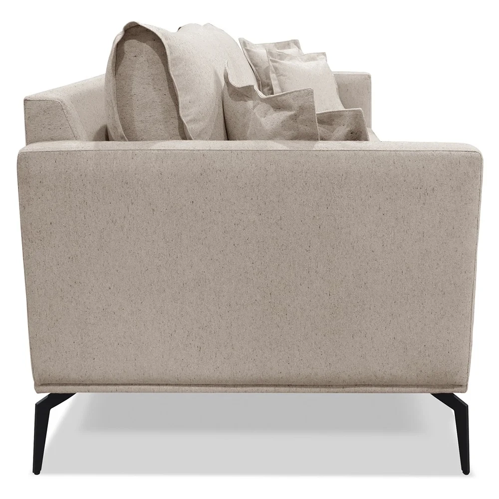 Sofá 3 Lugares 220cm Pés de Metal Vecchia S06 Linho Areia - Mpozenato