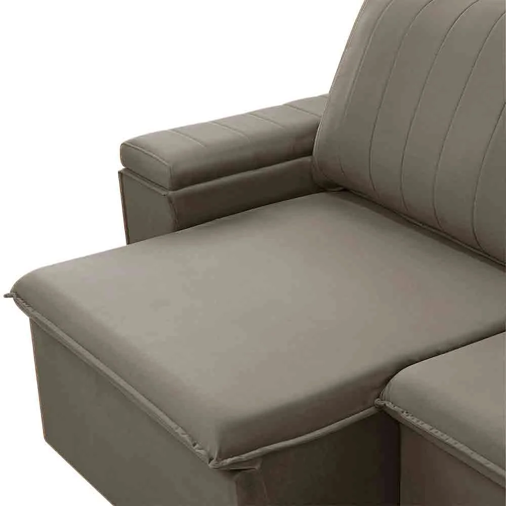 Sofá Retrátil Reclinável 3 Lugares 225cm Baluart F05 Veludo Castor - Mpozenato
