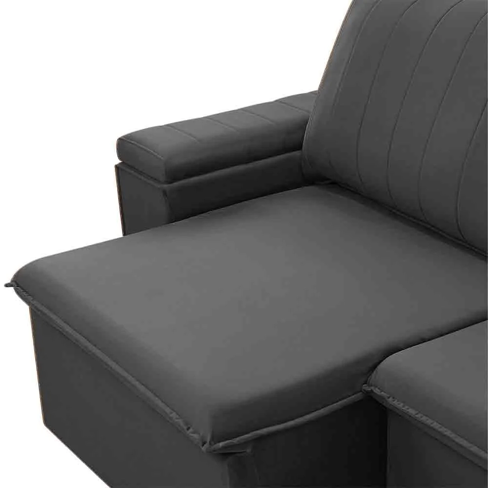 Sofá Retrátil Reclinável 3 Lugares 225cm Baluart F05 Veludo Grafite - Mpozenato
