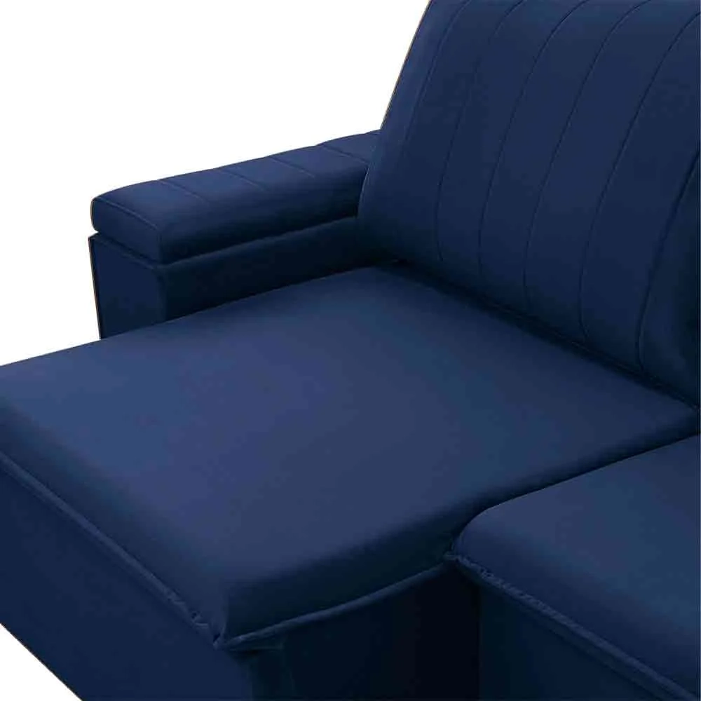 Sofá Retrátil Reclinável 3 Lugares 225cm Baluart F05 Veludo Azul - Mpozenato