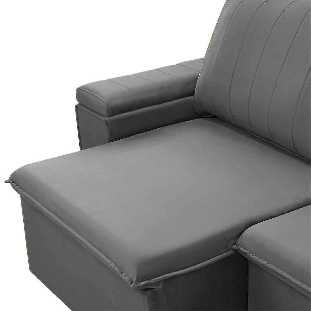 Sofá Retrátil Reclinável 3 Lugares 225cm Baluart F05 Veludo Prata - Mpozenato