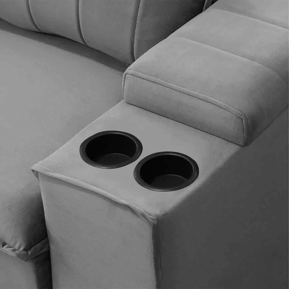 Sofá Retrátil Reclinável 3 Lugares 225cm Baluart F05 Veludo Prata - Mpozenato