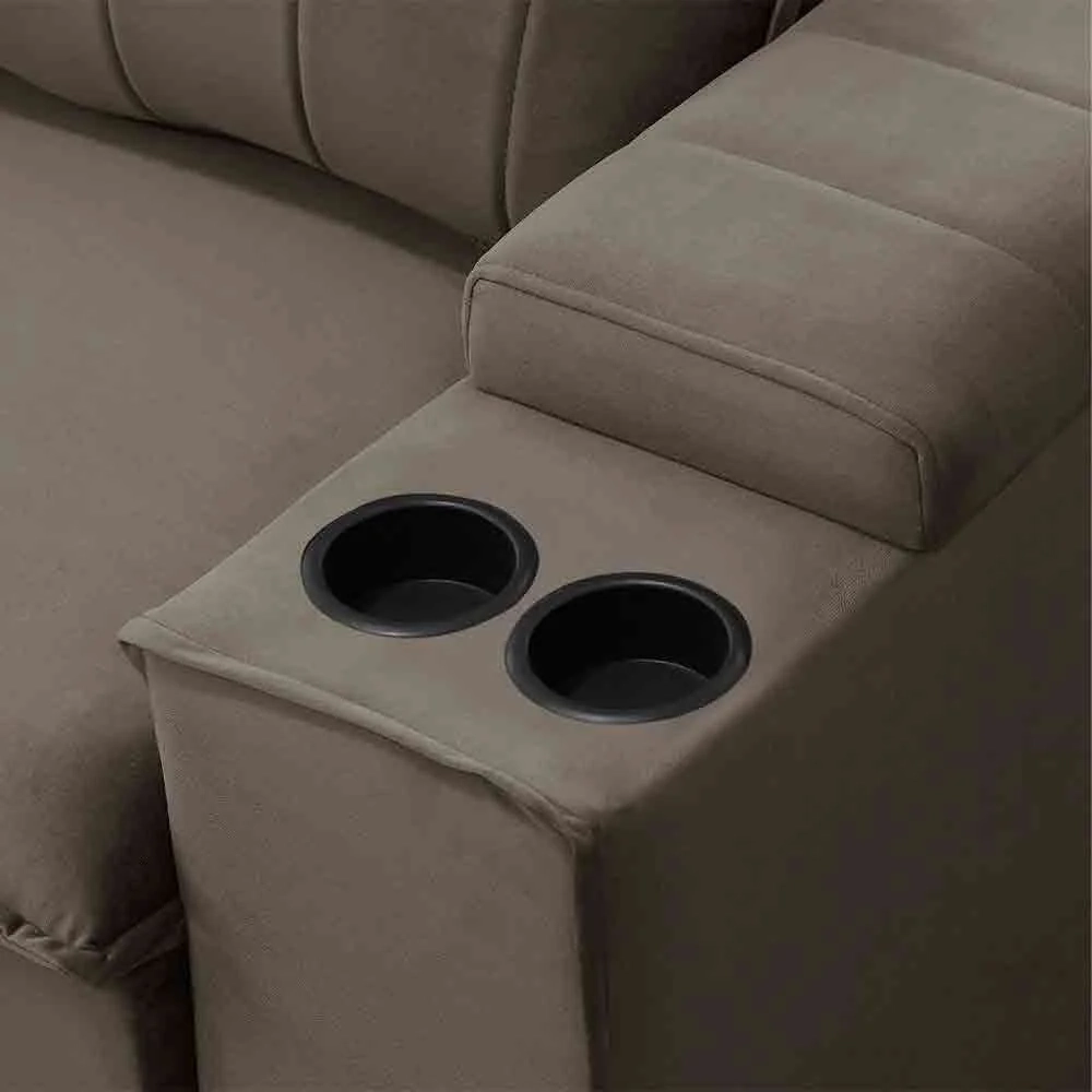 Sofá Retrátil Reclinável 3 Lugares 245cm Baluart F05 Veludo Castor - Mpozenato