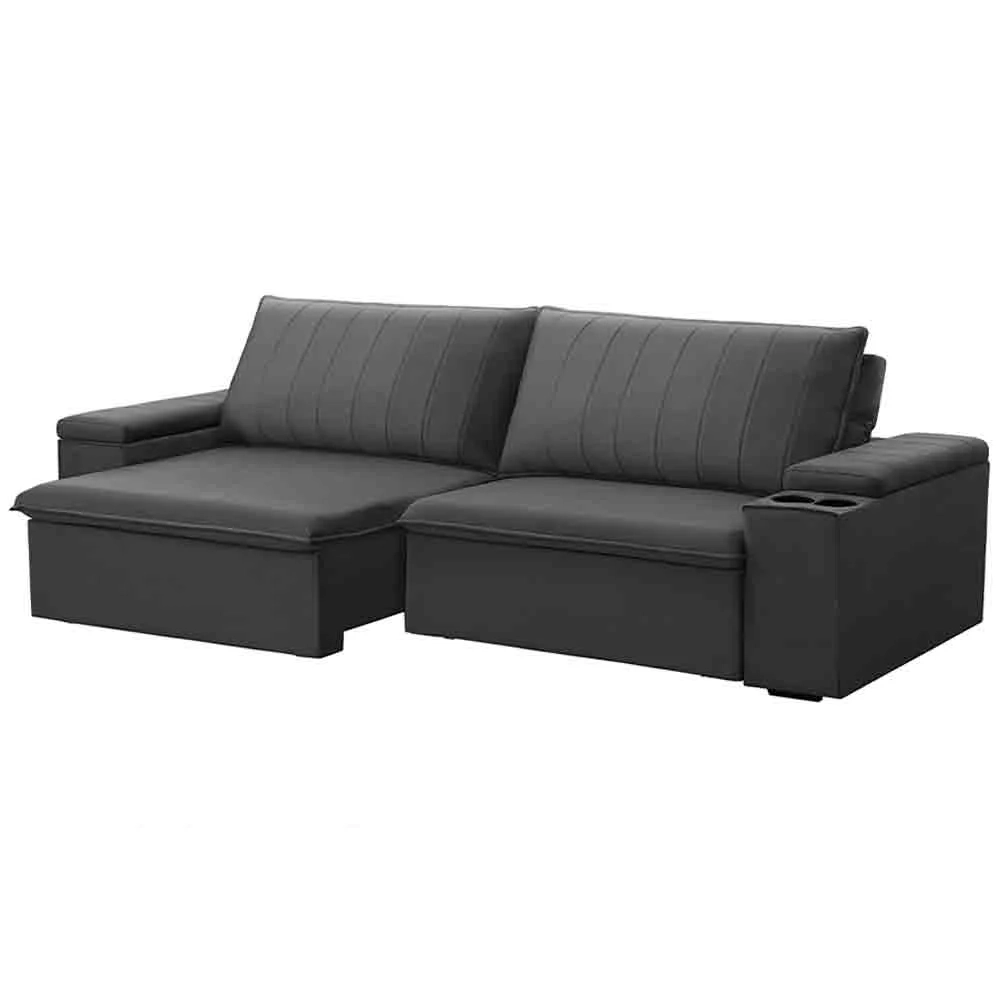 Sofá Retrátil Reclinável 3 Lugares 245cm Baluart F05 Veludo Grafite - Mpozenato