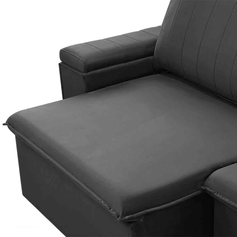 Sofá Retrátil Reclinável 3 Lugares 245cm Baluart F05 Veludo Grafite - Mpozenato