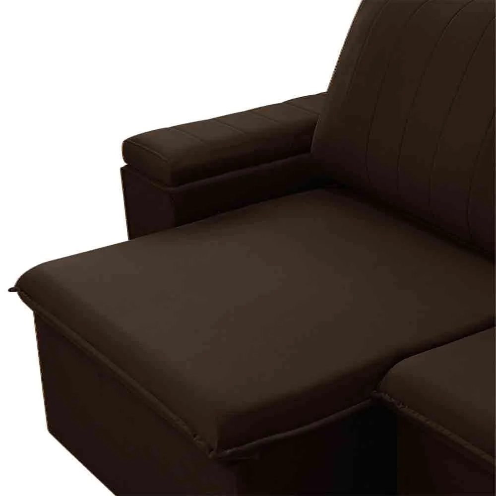 Sofá Retrátil Reclinável 3 Lugares 225cm Baluart F05 Veludo Marrom - Mpozenato