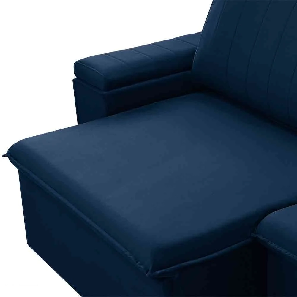 Sofá Retrátil Reclinável 3 Lugares 245cm Baluart F05 Veludo Azul - Mpozenato