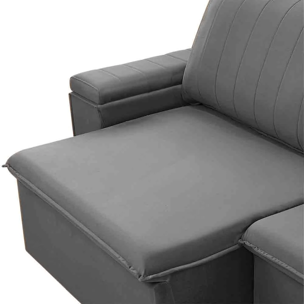 Sofá Retrátil Reclinável 3 Lugares 245cm Baluart F05 Veludo Prata - Mpozenato