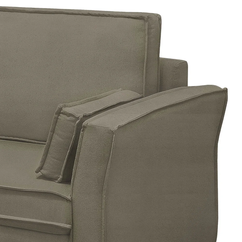 Sofá Living 3 Lugares 200cm Pés Madeira Efraim F05 Veludo Castor - Mpozenato