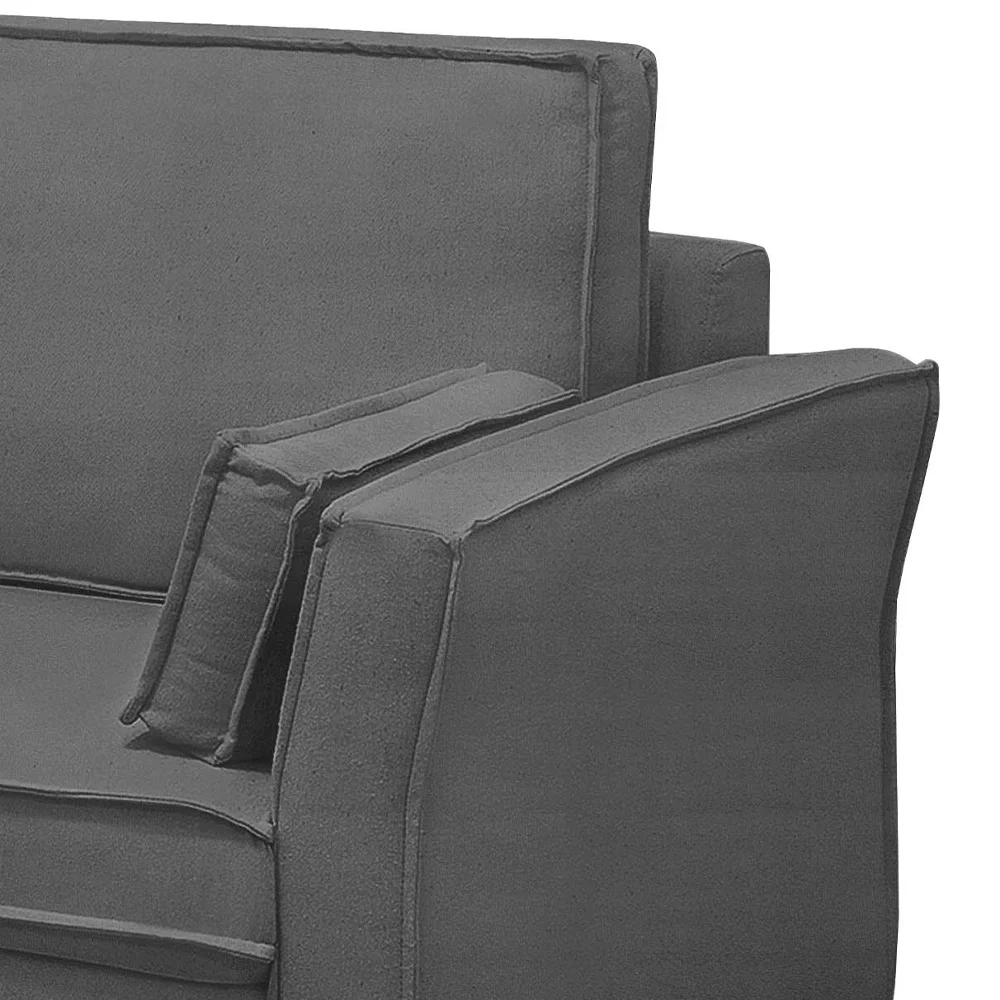 Sofá Living 3 Lugares 200cm Pés Madeira Efraim F05 Veludo Grafite - Mpozenato