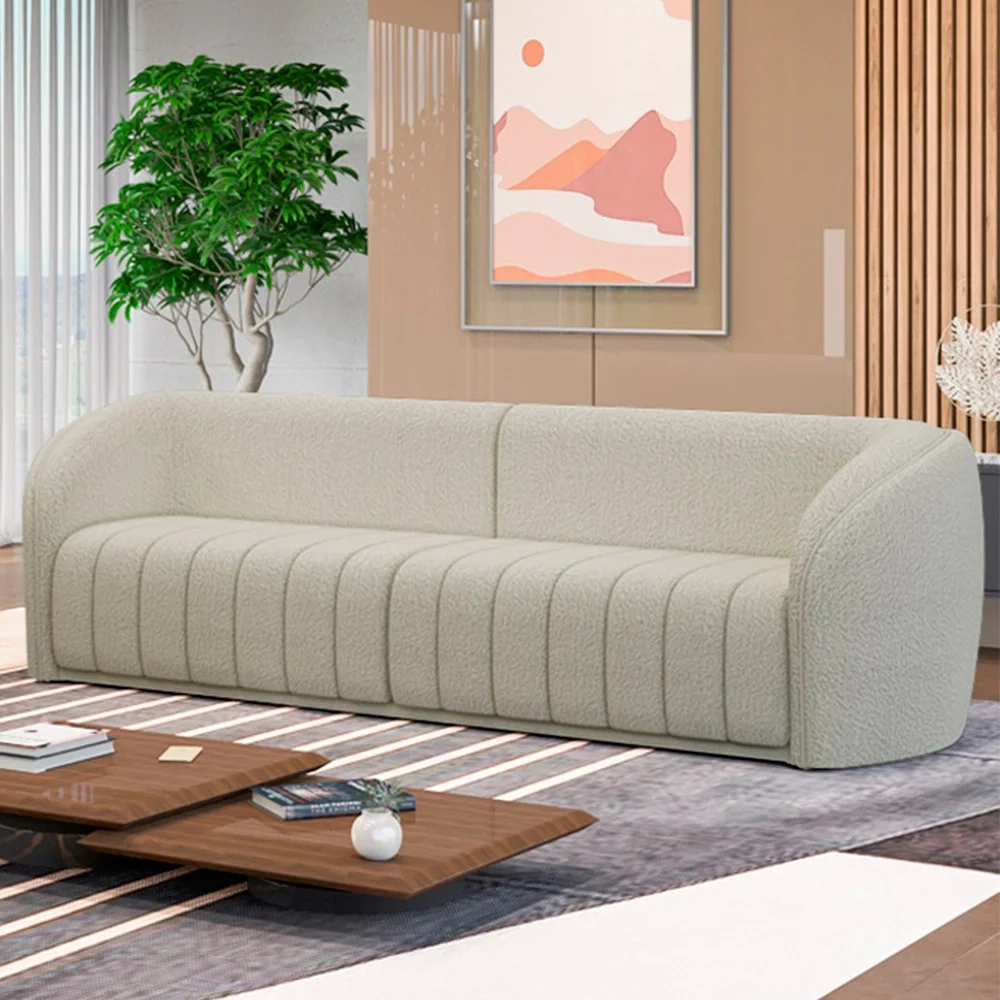 Sofá Living Decorativo 4 Lugares 332cm Meris Z32 Boucle Cru - Mpozenato