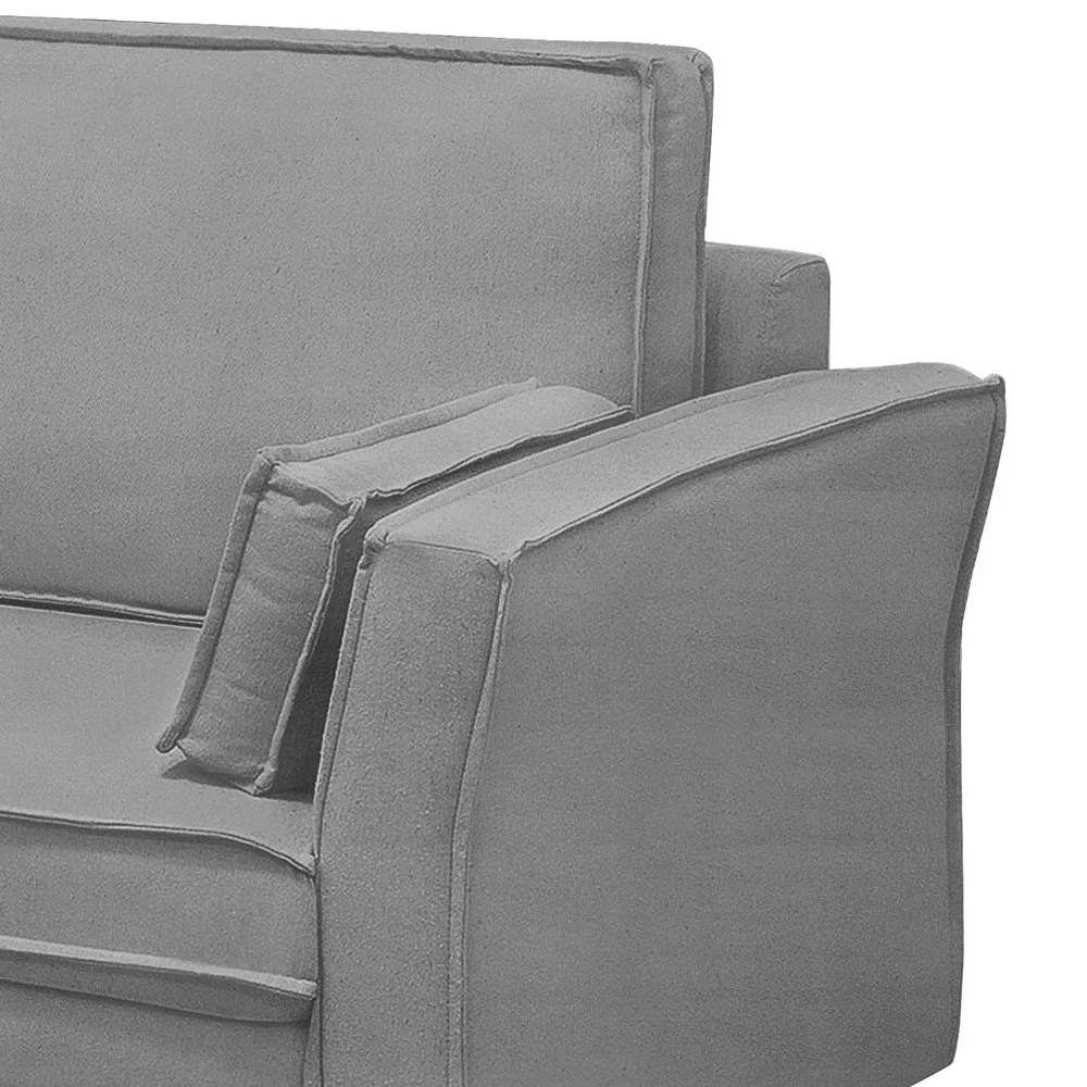 Sofá Living 3 Lugares 200cm Pés Madeira Efraim F05 Veludo Prata - Mpozenato