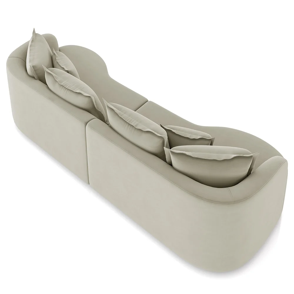 Sofá 3 Lugares 230cm Orgânico Quito Z08 Veludo Bege  - Mpozenato