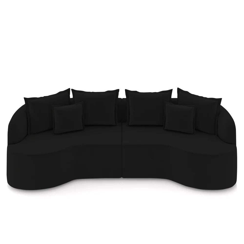 Sofá 3 Lugares 230cm Orgânico Quito Z08 Veludo Preto  - Mpozenato