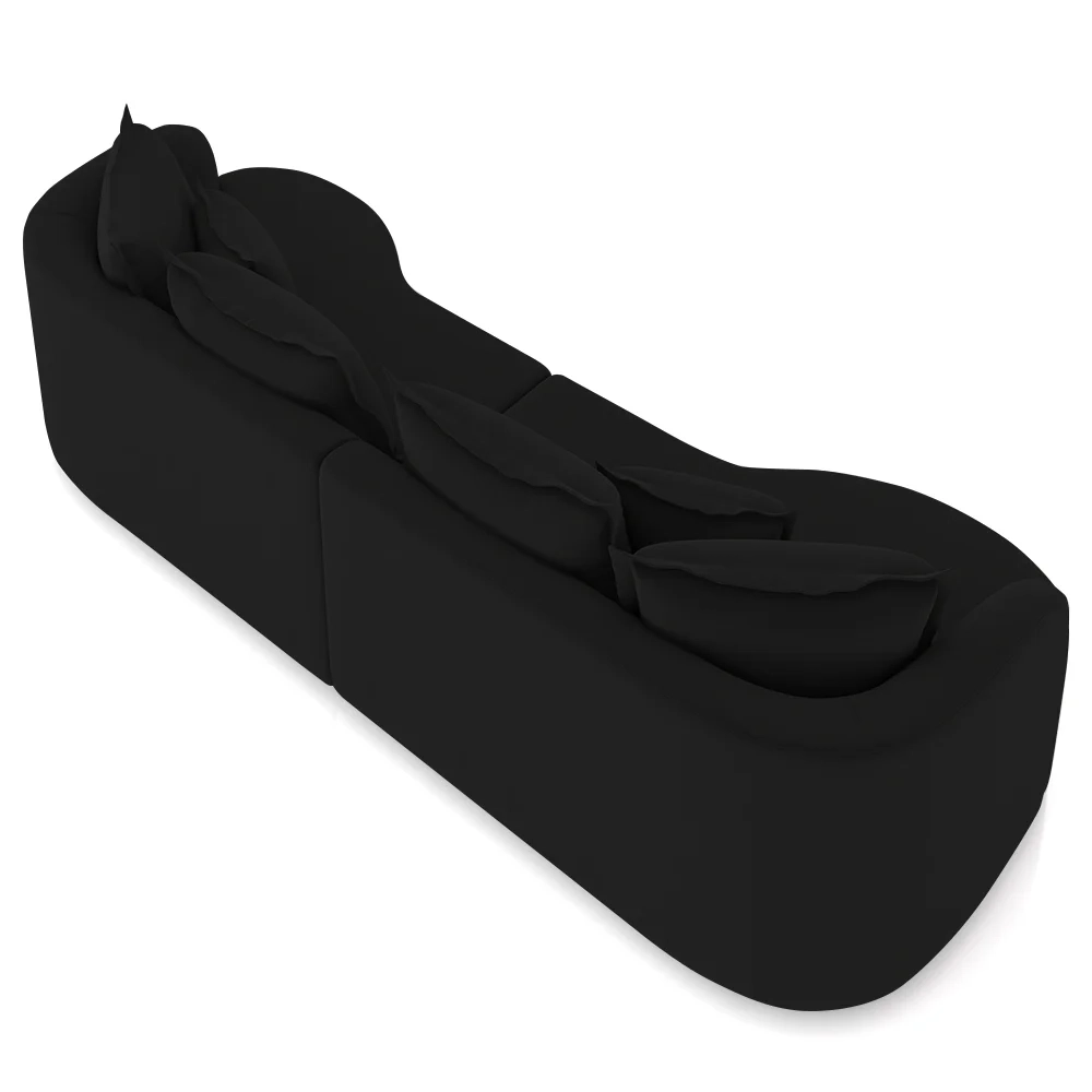 Sofá 3 Lugares 230cm Orgânico Quito Z08 Veludo Preto  - Mpozenato