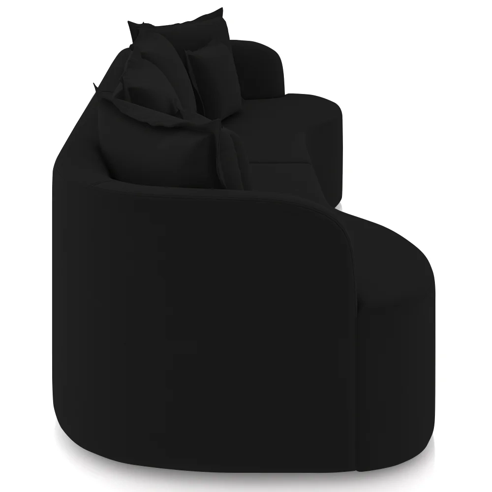 Sofá 3 Lugares 230cm Orgânico Quito Z08 Veludo Preto  - Mpozenato