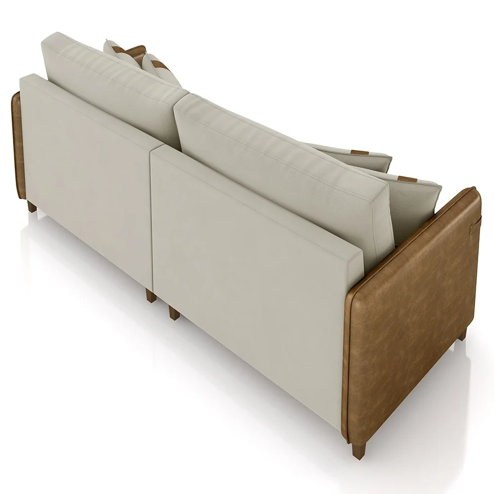 Sofá 3 Lugares Living 212cm Zoe Z08 Veludo Bege/Marrom - Mpozenato