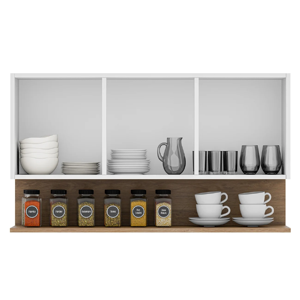 Armário de Cozinha Aéreo 118cm 3 Portas Duda Z34 Branco/Freijó - Mpozenato