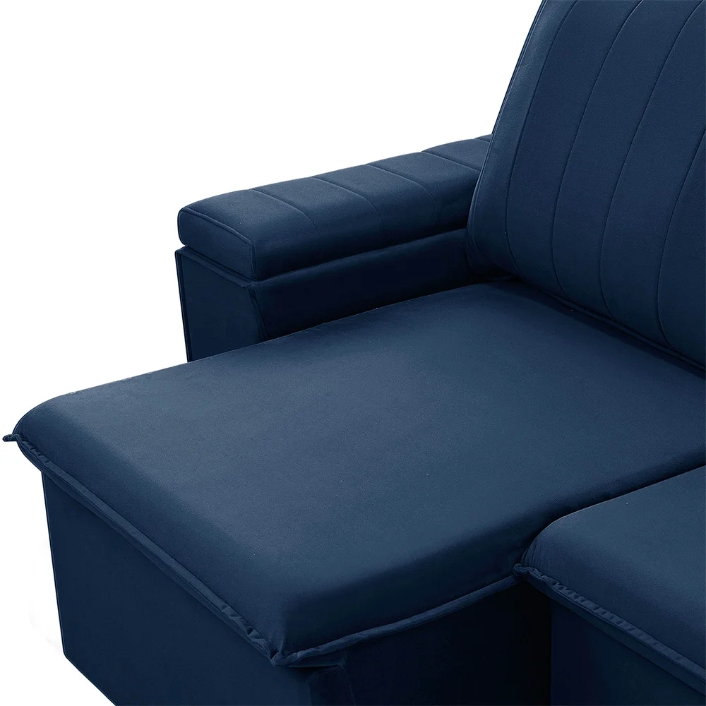 Sofá Retrátil Reclinável 3 Lugares 205cm Baluart F05 Veludo Azul - Mpozenato