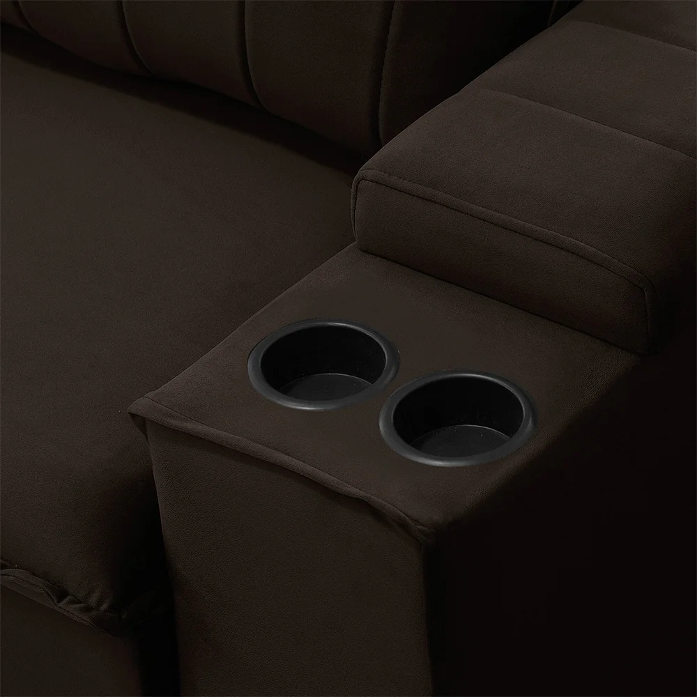 Sofá Retrátil Reclinável 3 Lugares 205cm Baluart F05 Veludo Marrom - Mpozenato