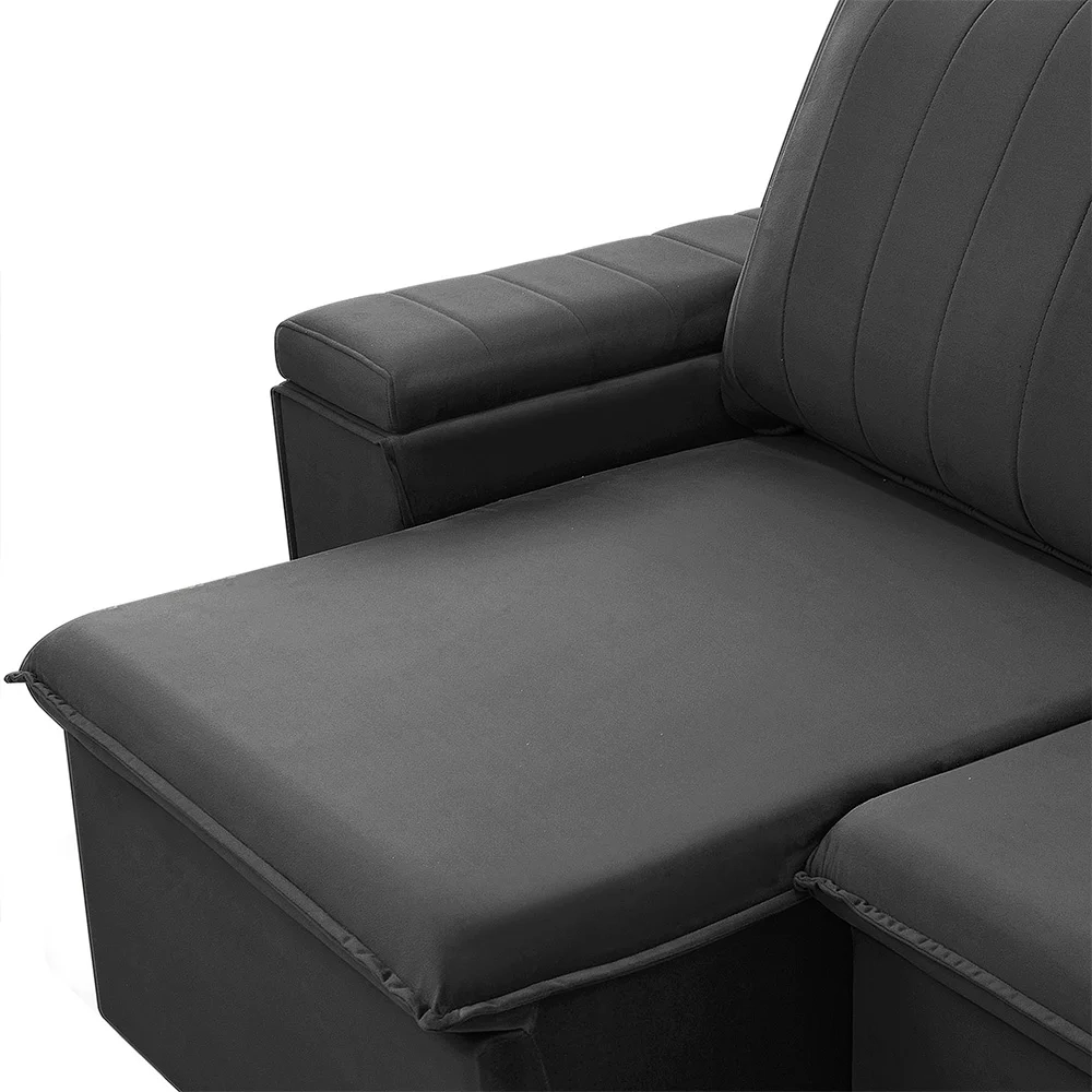 Sofá Retrátil Reclinável 3 Lugares 205cm Baluart F05 Veludo Grafite - Mpozenato