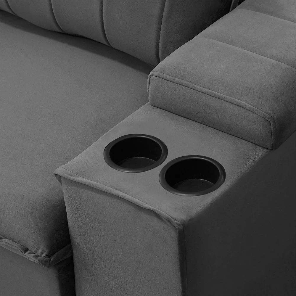 Sofá Retrátil Reclinável 3 Lugares 205cm Baluart F05 Veludo Grafite - Mpozenato