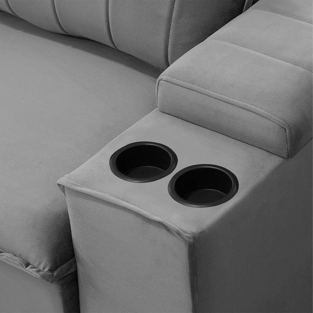 Sofá Retrátil Reclinável 3 Lugares 205cm Baluart F05 Veludo Prata - Mpozenato