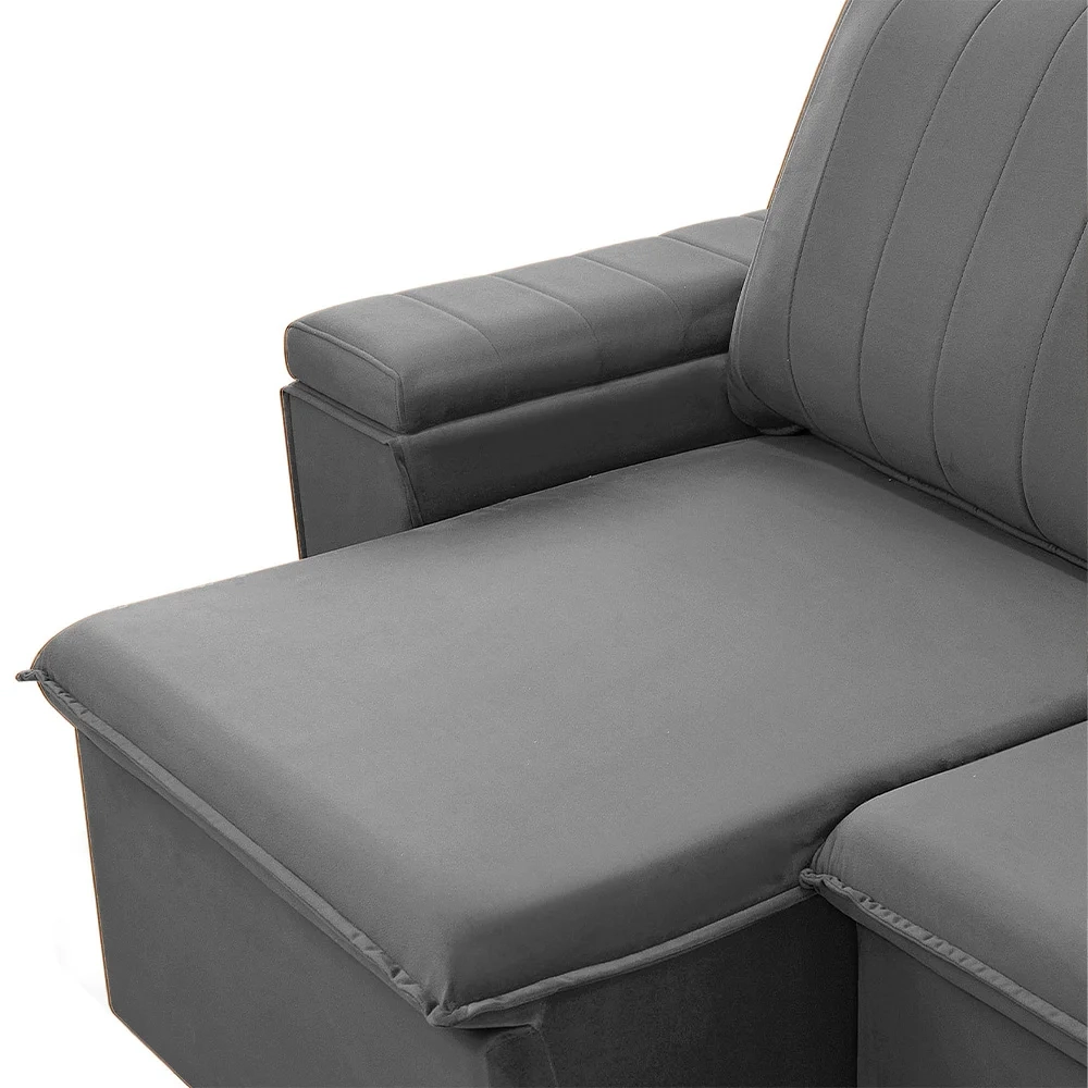 Sofá Retrátil Reclinável 3 Lugares 205cm Baluart F05 Veludo Prata - Mpozenato