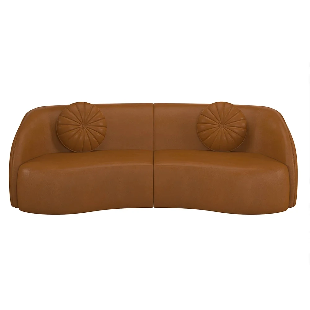 Sofá Decorativo com Almofadas 3 Lugares 288cm Tressê Zion Z32 Sintético Caramelo - Mpozenato