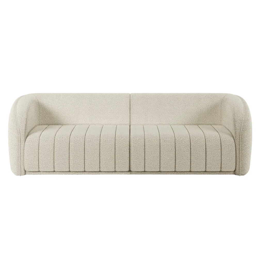 Sofá Decorativo 3 Lugares 252cm e Poltrona Meris Z32 Boucle Cru - Mpozenato