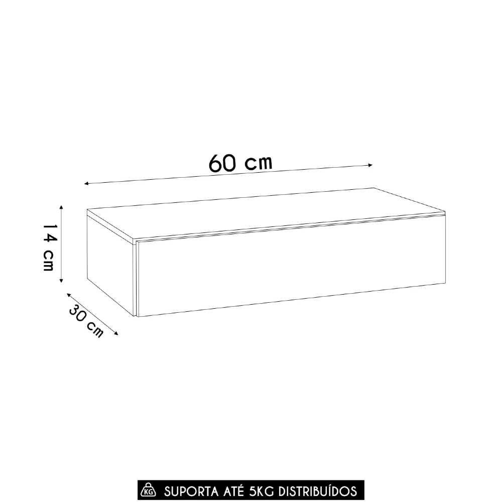 Penteadeira Suspensa 60cm 1 Gaveta Carina Z34 Preto         - Mpozenato